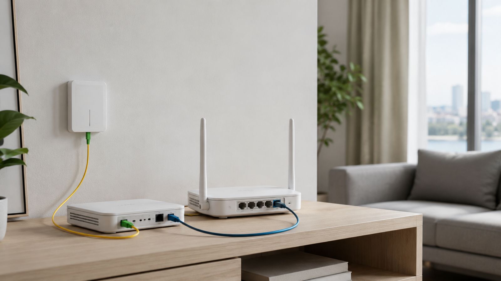 Оптический терминал и Wi-Fi-роутер для подключения интернета