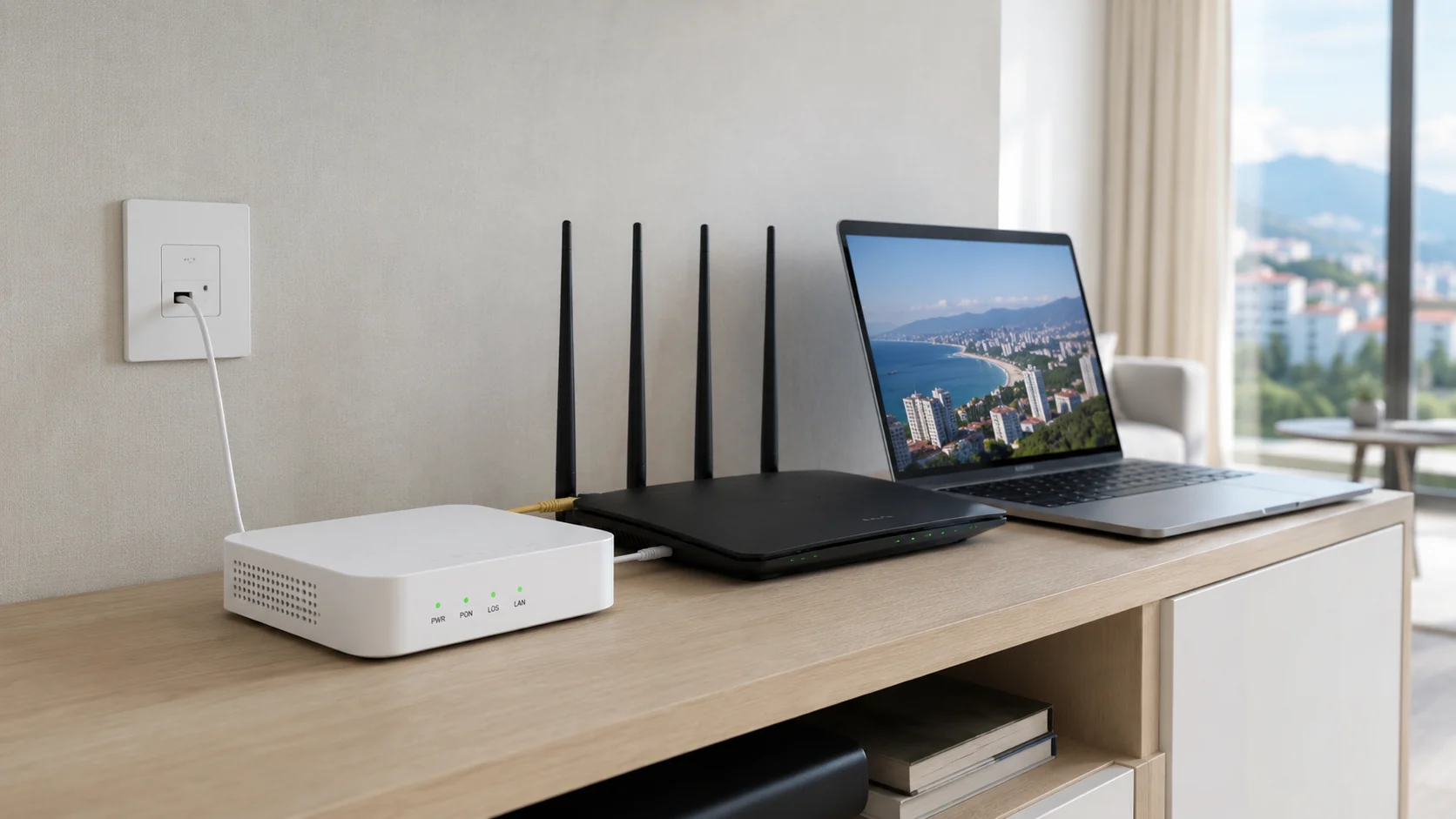 Оптический терминал ONT и Wi-Fi-роутер при подключении интернета по GPON