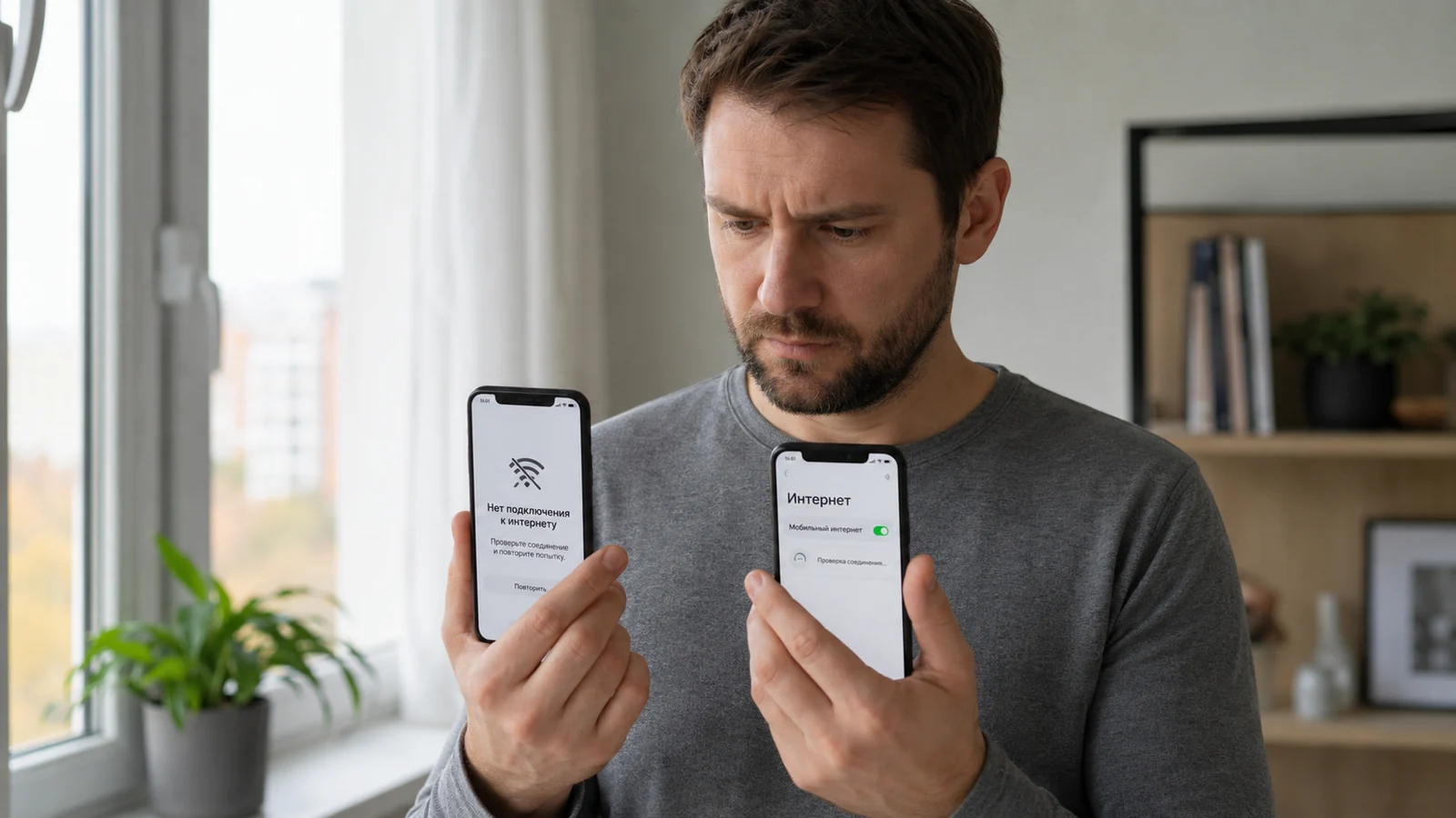 Сравнение работы мобильного интернета на двух смартфонах